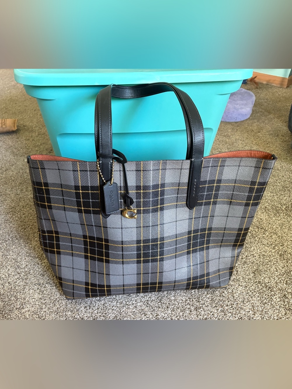 COACH Highline Women’s Tote Bag, Medium in Plaid Print